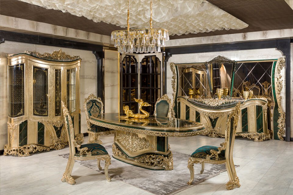 Royal Yeşil Klasik Yemek Odası