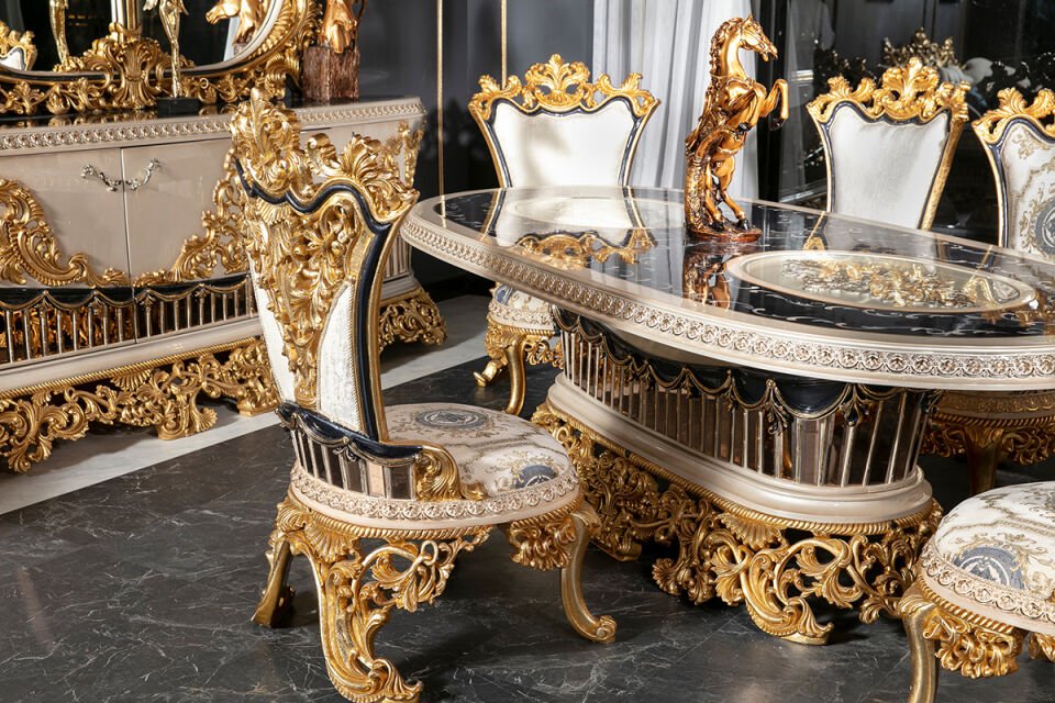 Tac Mahal Mavi Klasik Yemek Odası