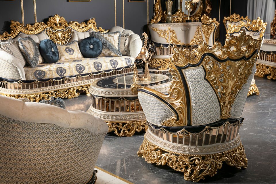 Taj Mahal Blue Classic Sofa Set