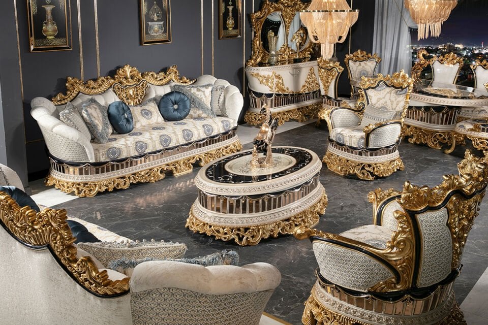 Taj Mahal Blue Classic Sofa Set