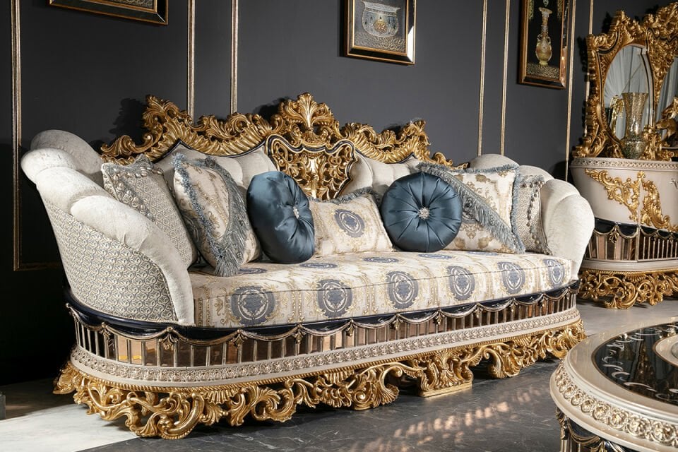 Taj Mahal Blue Classic Sofa Set