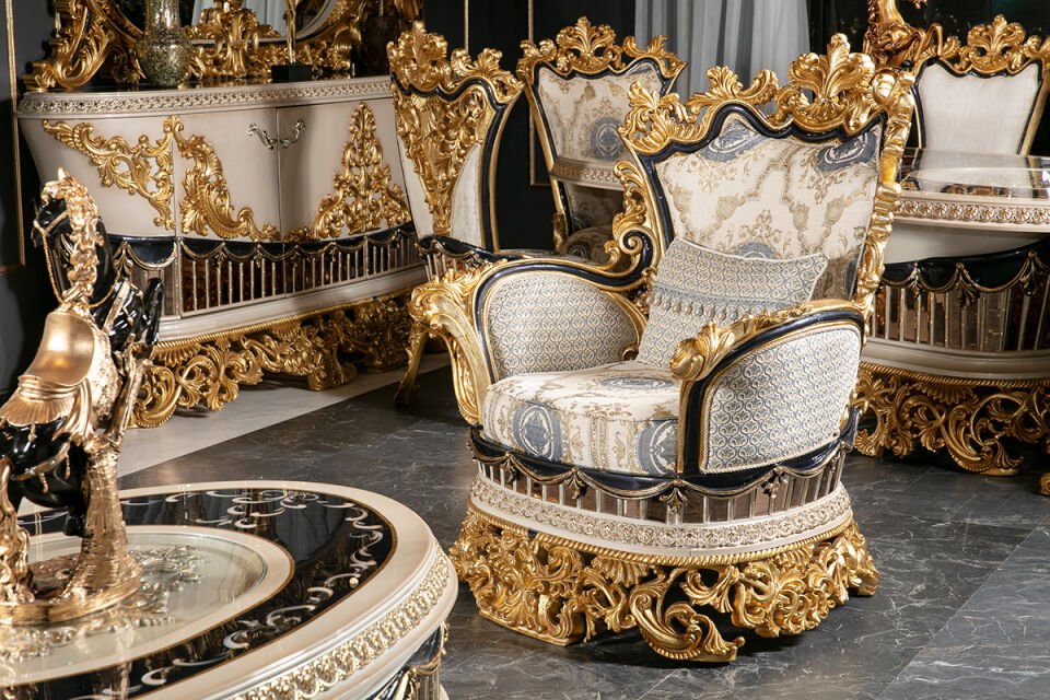 Tac Mahal Mavi Klasik Koltuk Takımı