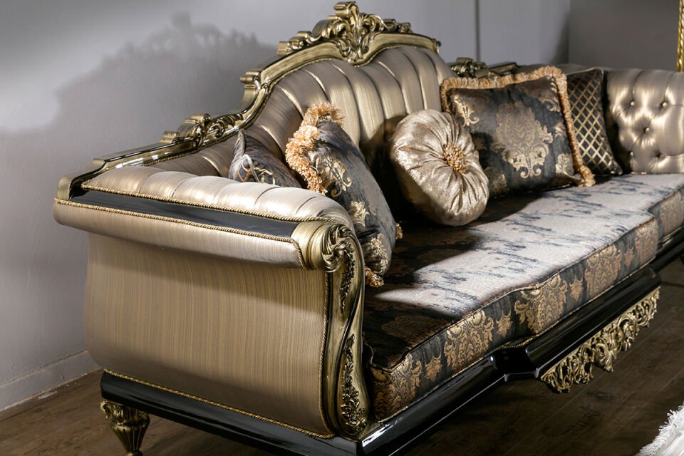 Tugra Beige Classic Sofa Set