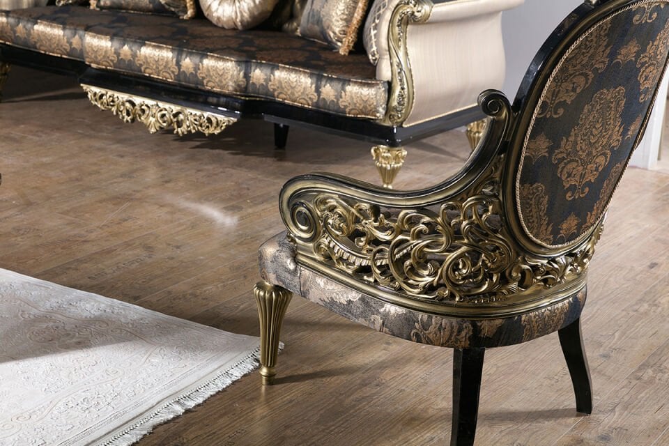 Tugra Beige Classic Sofa Set