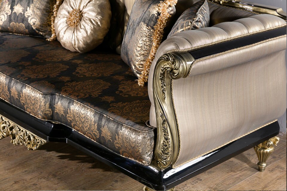 Tugra Beige Classic Sofa Set